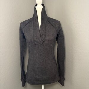 Lululemon Think Fast Pullover Heather Black Herringbone Size 6